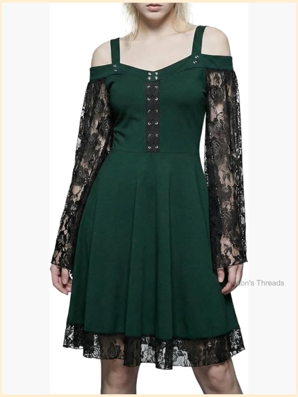 Off Shoulder Lace Trumpet Sleeve Renaissance Gothic Dress Medieval Costume